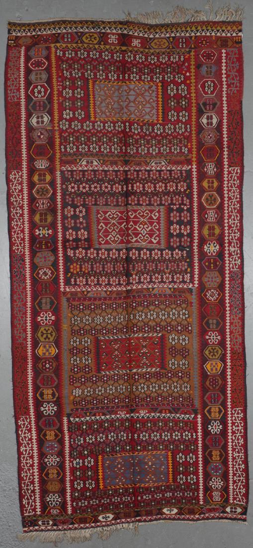 Semi-Antique Kilim: 6'9'' x 14'0'': Semi-Antique Kilim, Turkey: 6'9'' x 14'0'' (206 x 427 cm). 28 lbs.