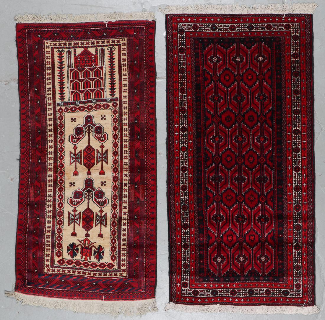 2 Semi-Antique Beluch Rugs: 2 Semi-Antique Beluch Rugs, Afghanistan, mid 20th c. Sizes: 2'11'' x 5'10'' (89 x 178 cm) and 2'9" x 5'8".