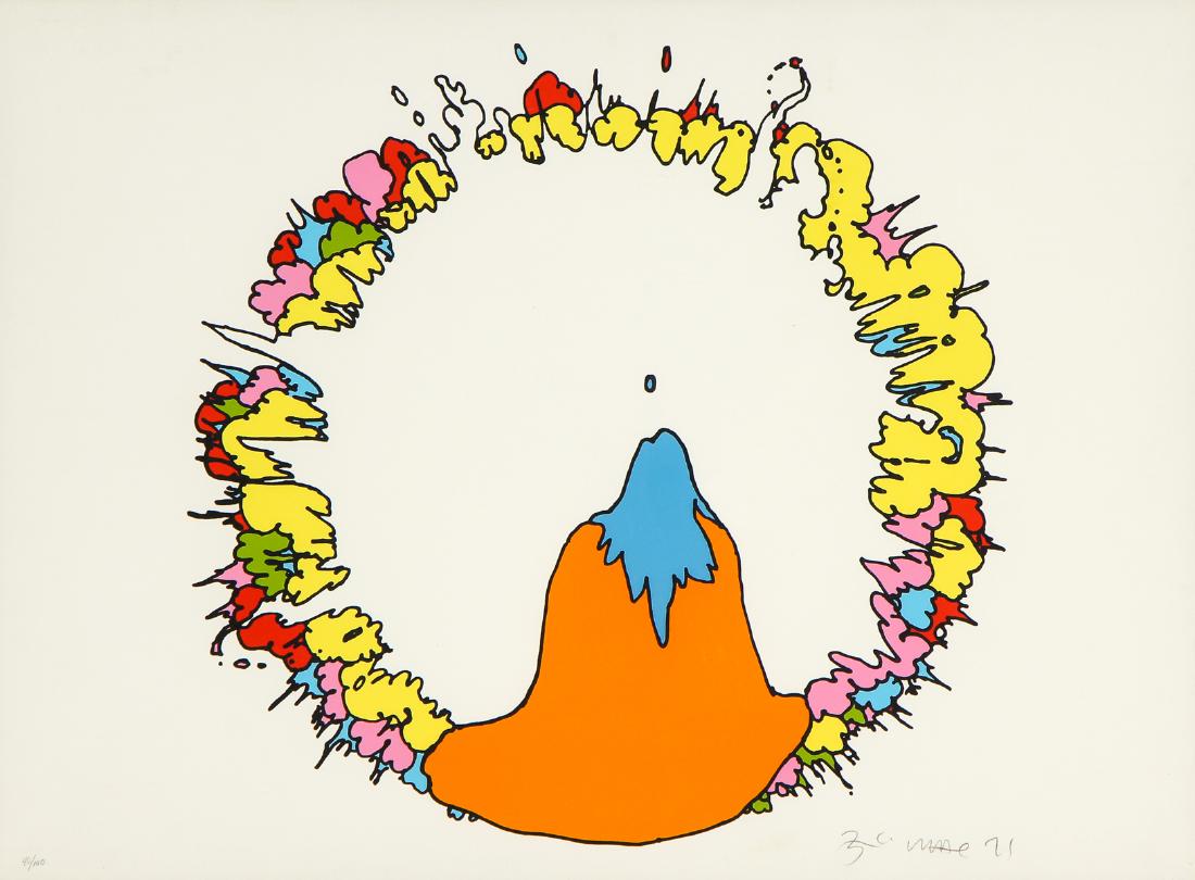 Peter Max (b. 1937) "Experiencing Nothing": Peter Max (American, b. 1937) "Experiencing Nothing", Original Vintage Serigraph, hand-signed "Zen Max" and dated 1971, from a limited edition of 100. Size: 22'' x 30'', 56 x 76 cm (sheet); 33.5'' x 4
