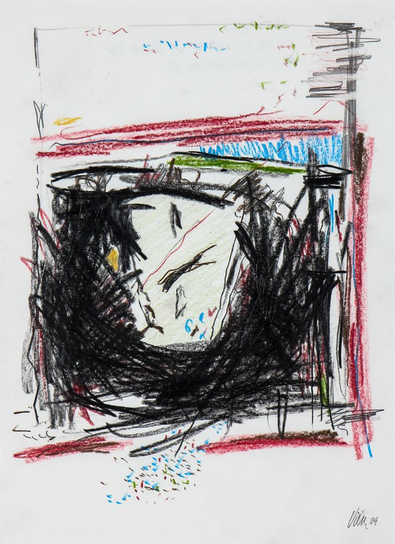 Ricardo Viera (b. 1945) Catalan Series Drawing VII: Ricardo Viera (Cuban/American, b. 1945) Catalan Series Drawing VII, Color pencils on paper, 2009, signed and dated. Size: 10.75'' x 8'', 27 x 20 cm (sight); 22.25'' x 18.5'', 57 x 47 cm (frame). Frame