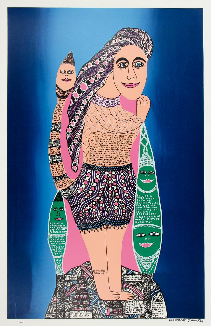 Howard Finster (1916-2001) The Rules of Sex: Howard Finster (1916-2001) The Rules of Sex, screenprint, limited edition, signed and numbered, stamped, from an edition of 125. Unframed. Size: 38'' x 24'', 97 x 61 cm (image); 40'' x 26'' (102 x 66 