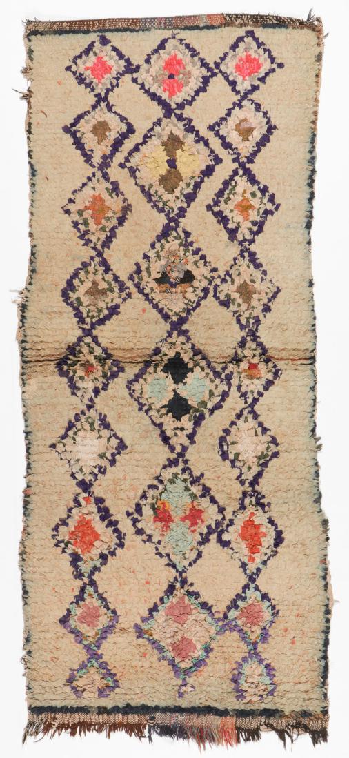 Vintage Moroccan Pile Rug: 3'2'' x 7'4'': Vintage Moroccan Pile Rug: 3'2'' x 7'4'' (97 x 224 cm). 11 lbs.