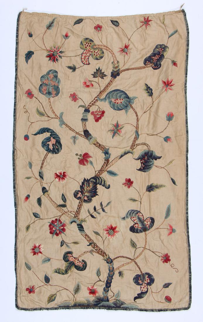 Wool Embroidered Coverlet, England, Circa 1700 (1 of 5)
