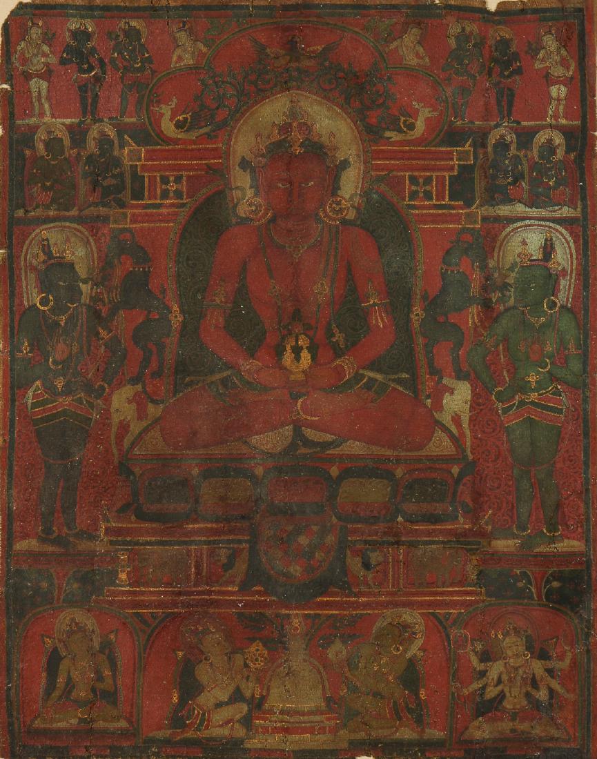 13th-14th C. Tibetan Thangka of Amitayus (1 of 5)