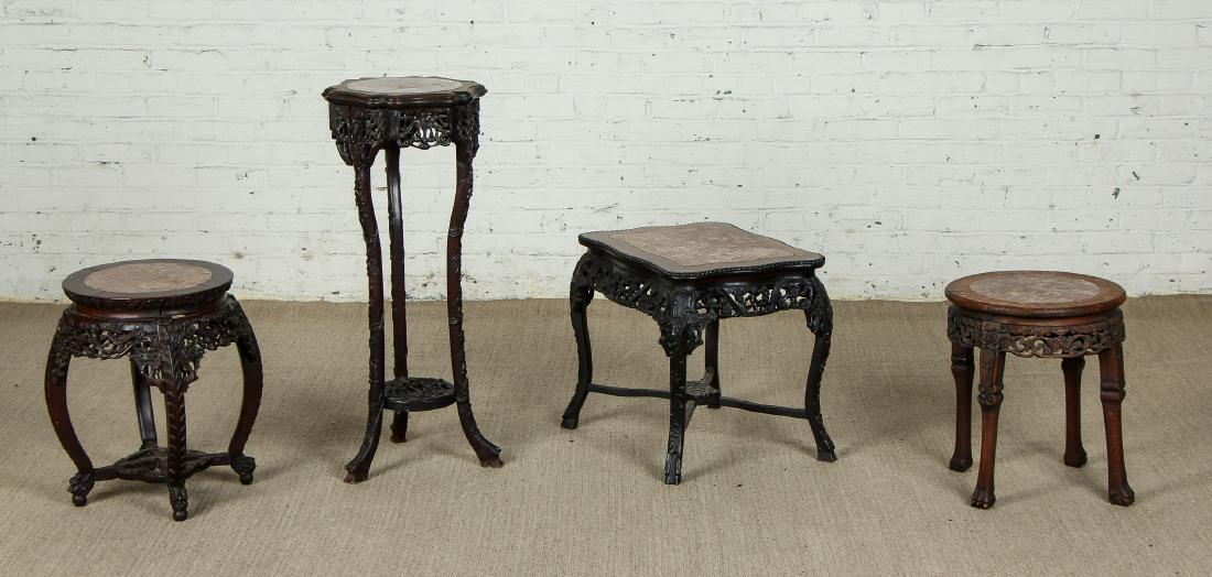 4 Antique Chinese Carved Hardwood Tables (1 of 9)
