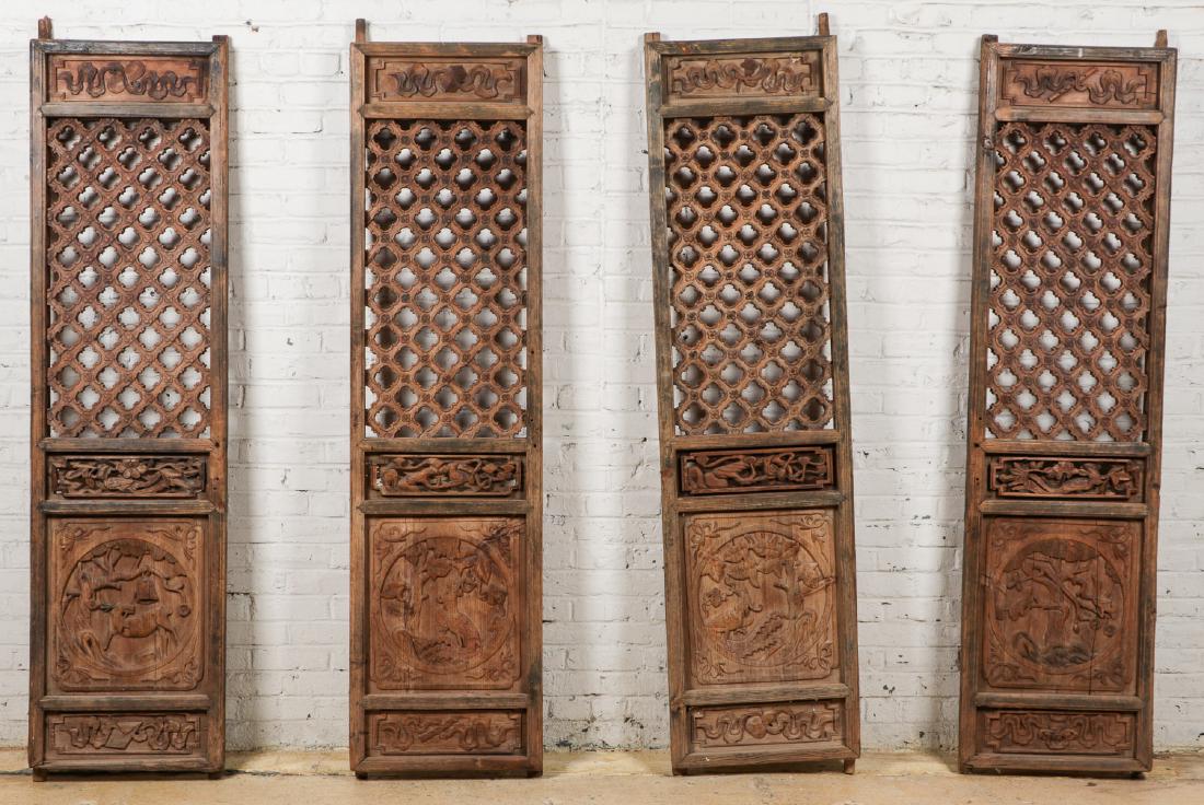 Set of 4 Antique Door Panels from Yunnan Province, (1 of 8)