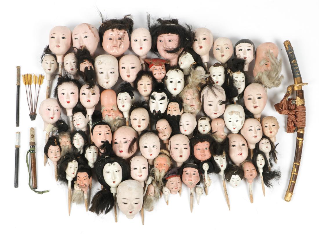 Large Estate Collection of Antique Asian Doll Heads & (1 of 4)