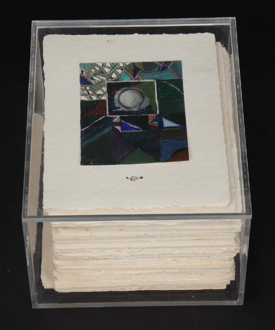 Charles Everett Yates (1940-2003) "The Book of Darkness: Charles Everett Yates (African-American, 1940-2003) "The Book of Darkness and Flowers", 1979, 22 total pages, ink, collage and mixed media. Custom plexiglas box. Page size: 10'' x 8'' (25 x 20 cm); Bo