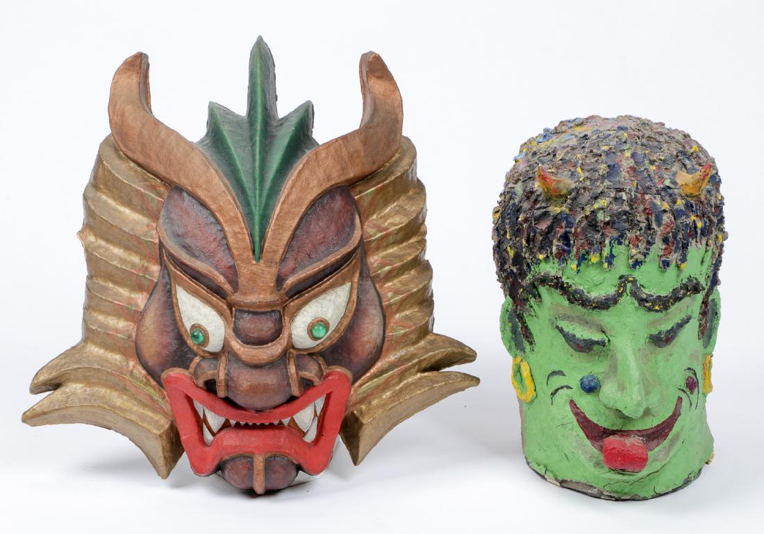 2 Vintage Folk Art Carnival/Mardi Gras Masks (1 of 4)