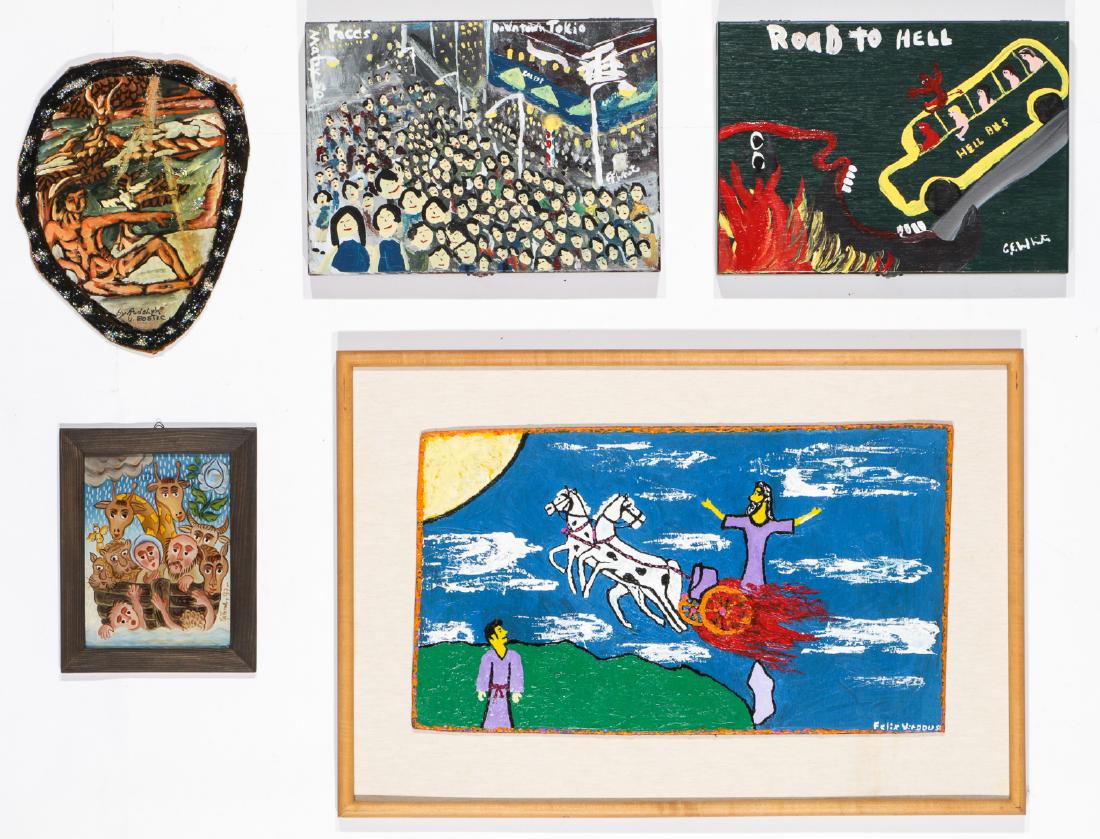 5 Folk Art Paintings by Various Artists (1 of 9)