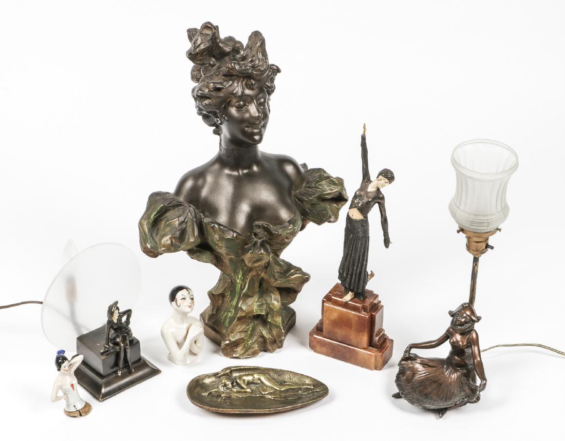 Decorator's Lot of Vintage Art Nouveau Figural Objects (1 of 8)