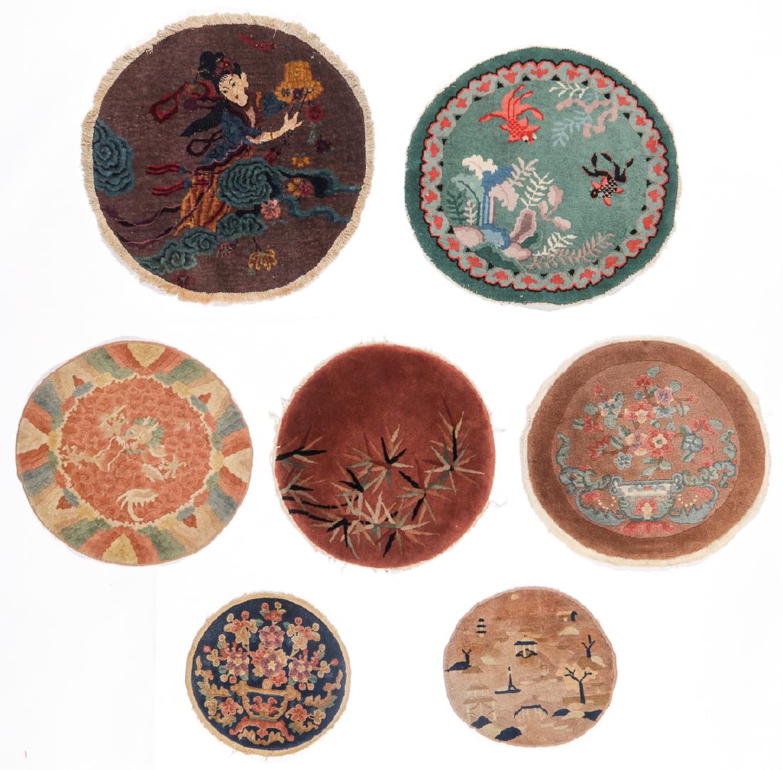 Collection of 7 Round Chinese Rugs, Early 20th C (1 of 6)