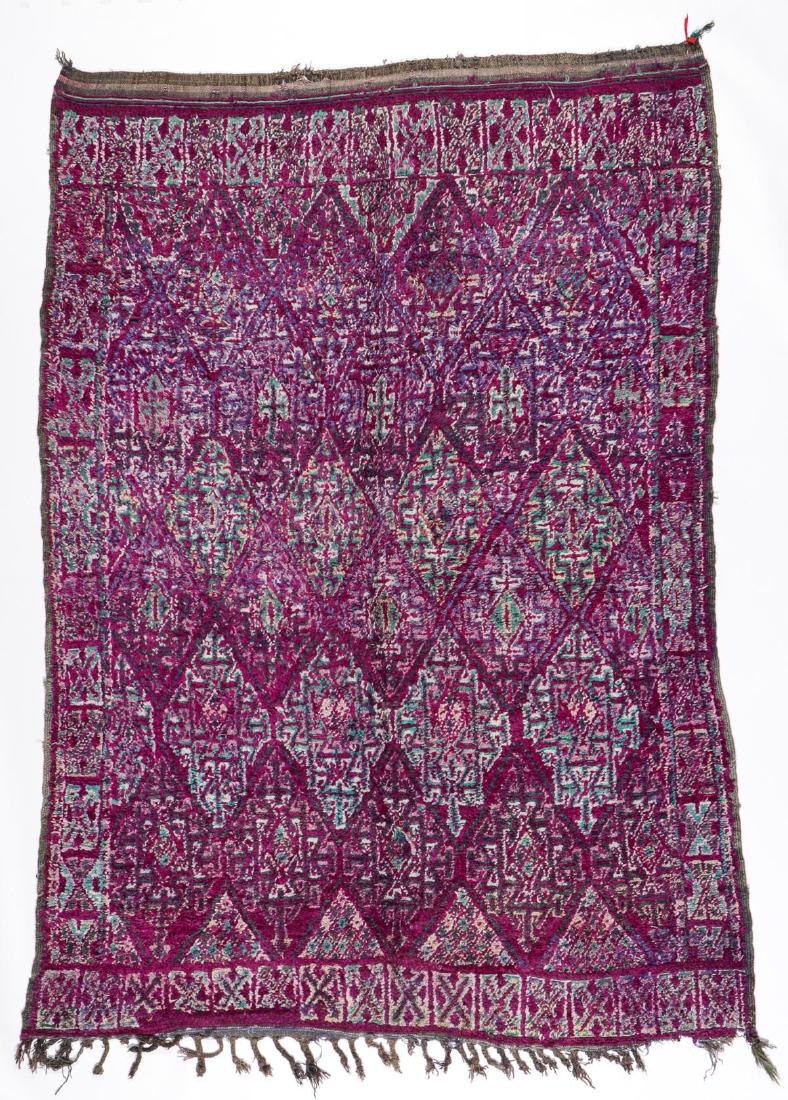 Vintage Wool Moroccan Pile Rug: 6'5'' x 8'9'': Vintage Wool Moroccan Pile Rug: 6'5'' x 8'9'' (196 x 267 cm). 29 lbs. Note on terms for estimating the age of an item: Antique (100+ years). Semi-Antique (50-100 years). Vintage (20-50 years). Modern 