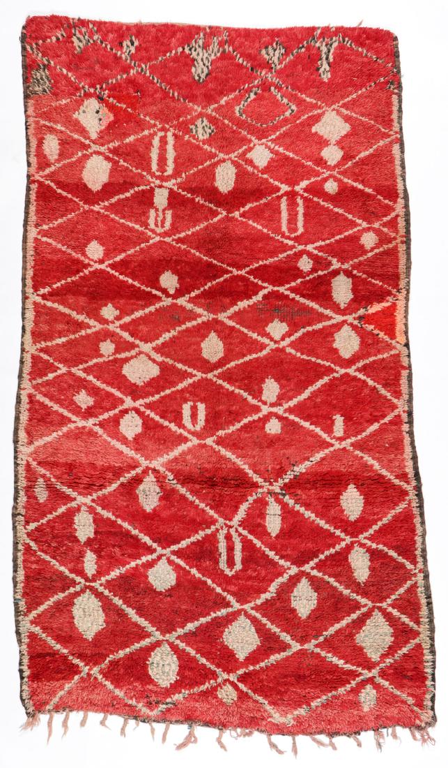 Vintage Wool Moroccan Pile Rug: 5'3'' x 8'9'': Vintage Wool Moroccan Pile Rug: 5'3'' x 8'9'' (160 x 267 cm). 18 lbs. Note on terms for estimating the age of an item: Antique (100+ years). Semi-Antique (50-100 years). Vintage (20-50 years). Modern 