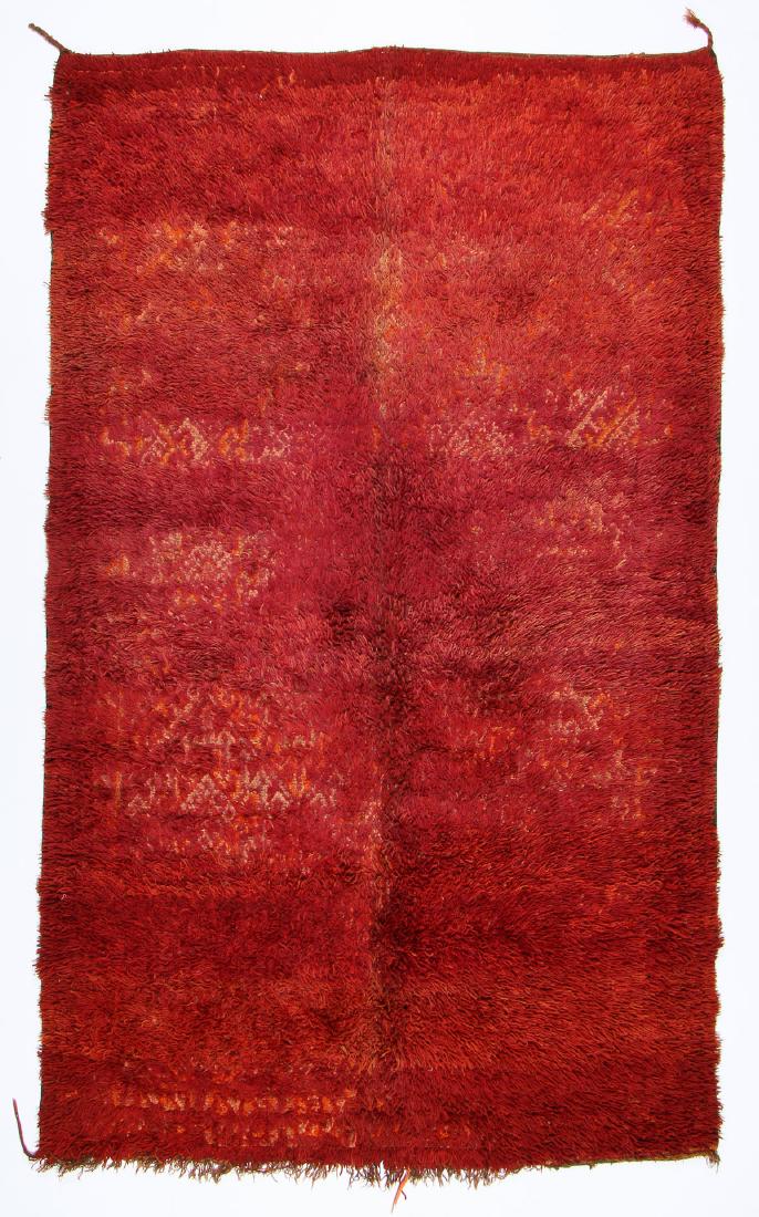 Vintage Moroccan Wool Pile Rug: 6'4'' x 10'5'': Vintage Moroccan Wool Pile Rug: 6'4'' x 10'5'' (193 x 318 cm). 42 lbs. Note on terms for estimating the age of an item: Antique (100+ years). Semi-Antique (50-100 years). Vintage (20-50 years). Modern