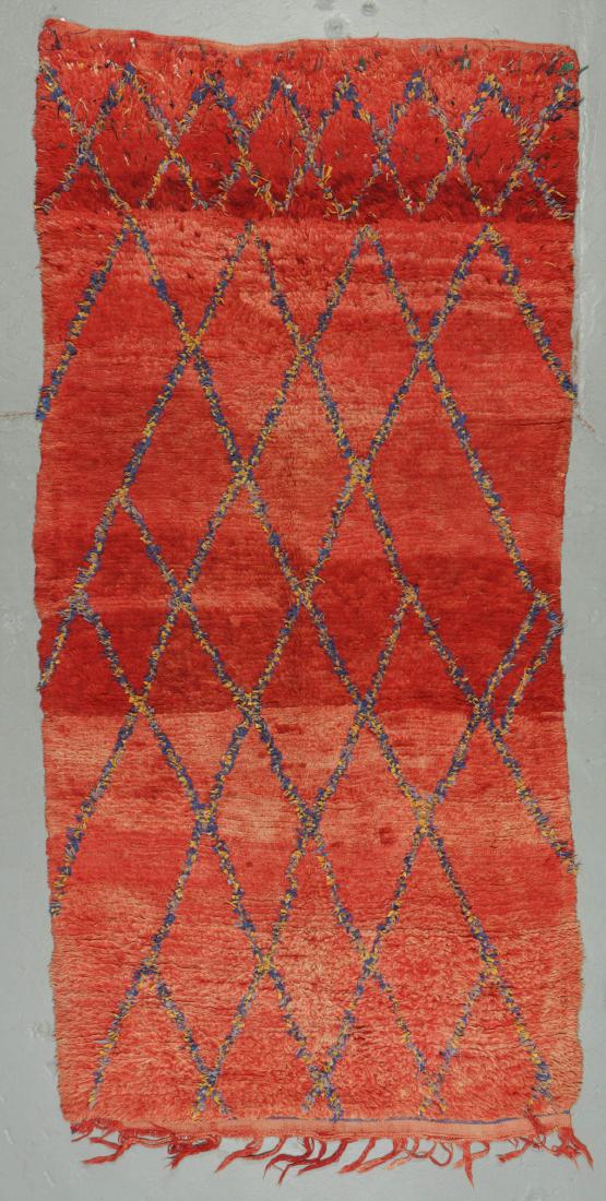 Vintage Moroccan Wool Pile Rug: 4'9'' x 9'10'': Vintage Moroccan Wool Pile Rug: 4'9'' x 9'10'' (145 x 300 cm). 26 lbs. Note on terms for estimating the age of an item: Antique (100+ years). Semi-Antique (50-100 years). Vintage (20-50 years). Modern