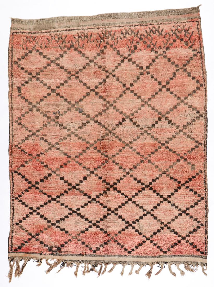 Vintage Wool Moroccan Pile Rug: 6'6'' x 8'2'': Vintage Wool Moroccan Pile Rug: 6'6'' x 8'2'' (198 x 249 cm). 21 lbs. Note on terms for estimating the age of an item: Antique (100+ years). Semi-Antique (50-100 years). Vintage (20-50 years). Modern 