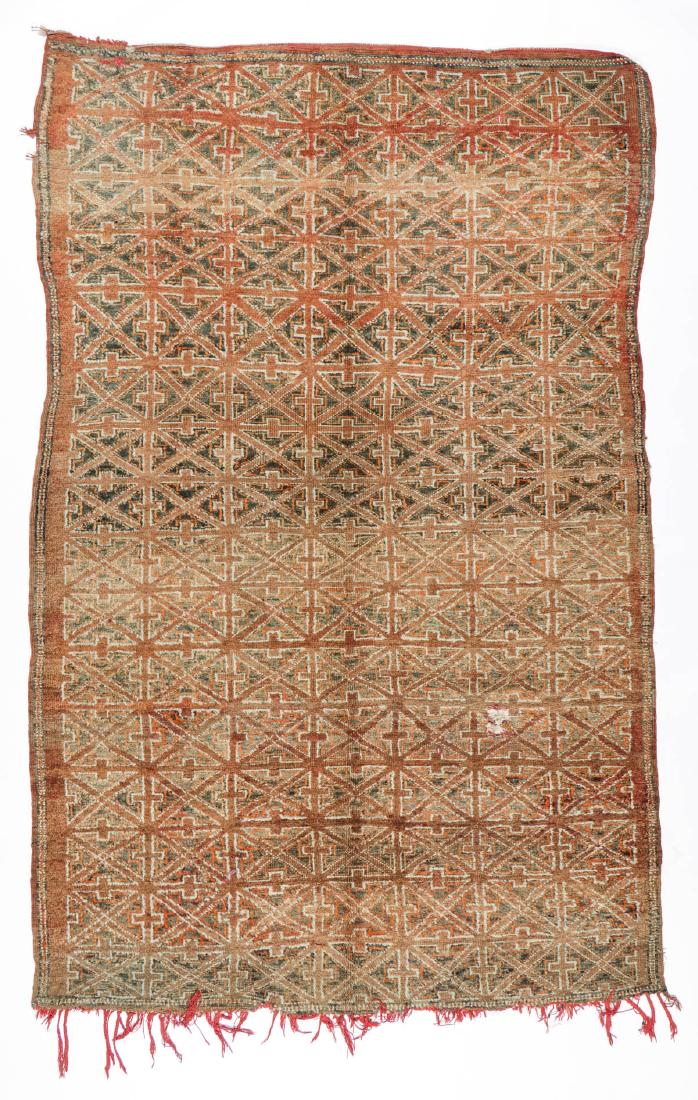 Vintage Wool Moroccan Pile Rug: 5'10'' x 9'0'': Vintage Wool Moroccan Pile Rug: 5'10'' x 9'0'' (178 x 274 cm). 22 lbs. Note on terms for estimating the age of an item: Antique (100+ years). Semi-Antique (50-100 years). Vintage (20-50 years). Modern