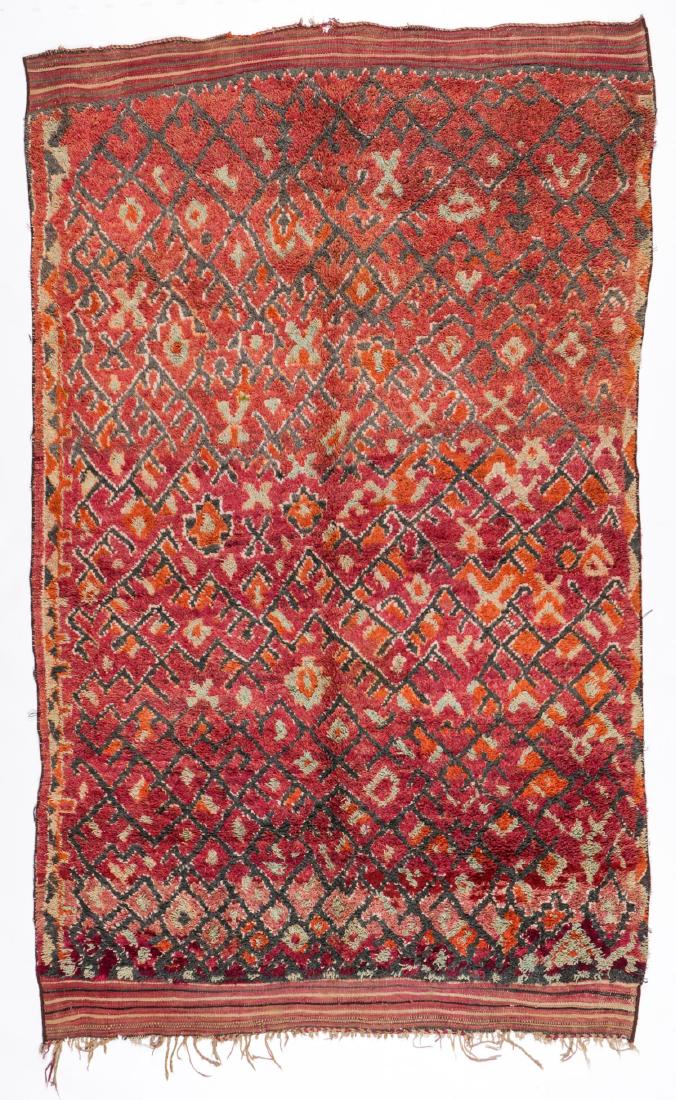 Vintage Wool Moroccan Pile Rug: 6'3'' x 10'0'': Vintage Wool Moroccan Pile Rug: 6'3'' x 10'0'' (191 x 305 cm). 20 lbs. Note on terms for estimating the age of an item: Antique (100+ years). Semi-Antique (50-100 years). Vintage (20-50 years). Modern