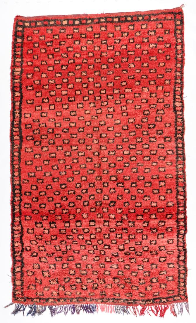 Vintage Wool Moroccan Pile Rug: 5'10'' x 9'8'': Vintage Wool Moroccan Pile Rug: 5'10'' x 9'8'' (178 x 295 cm). 28 lbs. Note on terms for estimating the age of an item: Antique (100+ years). Semi-Antique (50-100 years). Vintage (20-50 years). Modern