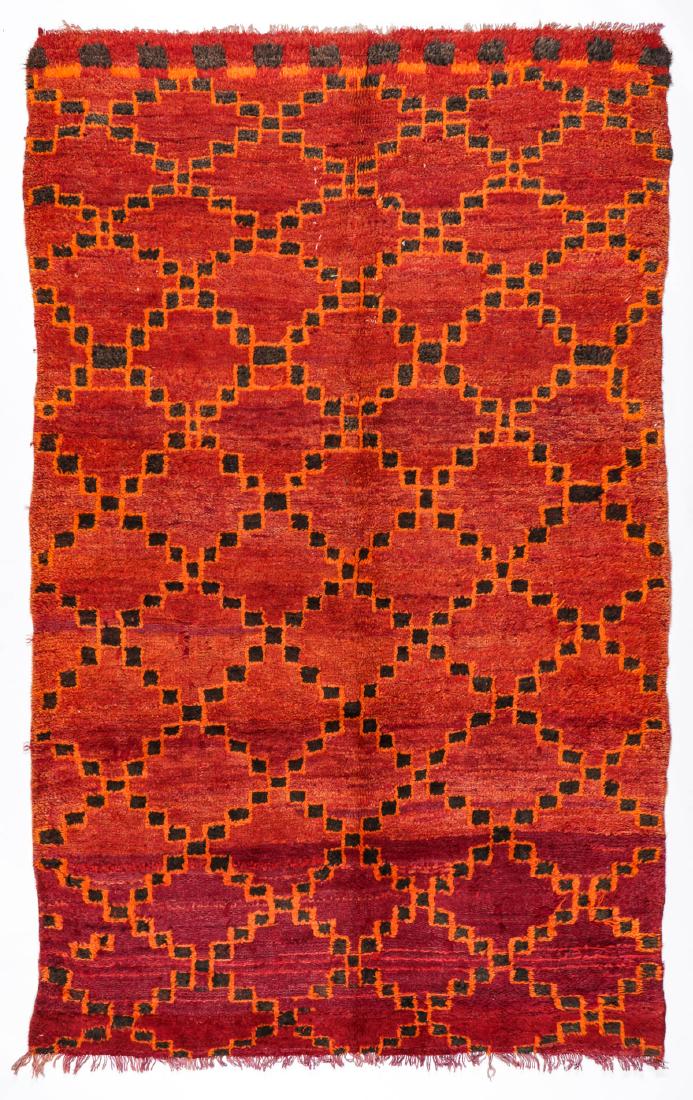 Vintage Wool Moroccan Pile Rug: 6'4'' x 9'11'': Vintage Wool Moroccan Pile Rug: 6'4'' x 9'11'' (193 x 302 cm). 32 lbs. Note on terms for estimating the age of an item: Antique (100+ years). Semi-Antique (50-100 years). Vintage (20-50 years). Modern