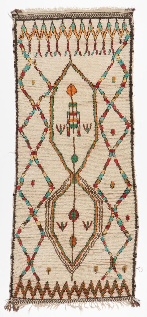 Vintage Moroccan Wool Pile Rug: 3'8'' x 8'10'': Vintage Moroccan Wool Pile Rug: 3'8'' x 8'10'' (112 x 269 cm). 12 lbs. Note on terms for estimating the age of an item: Antique (100+ years). Semi-Antique (50-100 years). Vintage (20-50 years). Modern