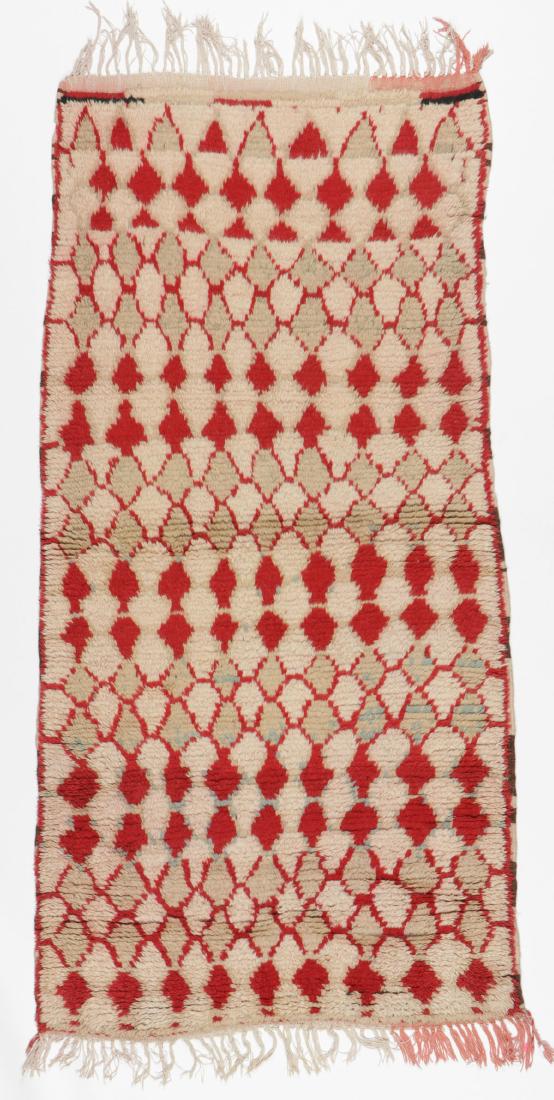 Vintage Moroccan Wool Pile Rug: 3'10'' x 7'10'': Vintage Moroccan Wool Pile Rug: 3'10'' x 7'10'' (117 x 239 cm). 11 lbs. Note on terms for estimating the age of an item: Antique (100+ years). Semi-Antique (50-100 years). Vintage (20-50 years). Moder