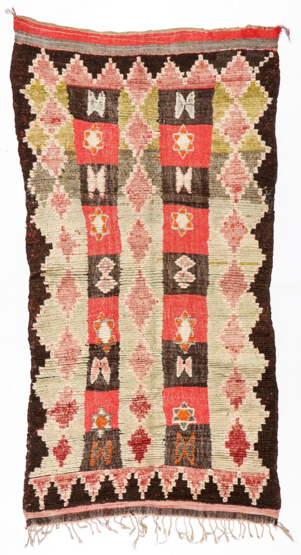 Vintage Moroccan Pile Rug: 4'7'' x 8'7'': Vintage Moroccan Pile Rug: 4'7'' x 8'7'' (140 x 262 cm). 12 lbs. Note on terms for estimating the age of an item: Antique (100+ years). Semi-Antique (50-100 years). Vintage (20-50 years). Modern (up t