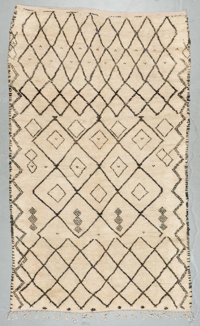 Vintage Beni Ourain Rug, Morocco: 5'11'' x 9'10'': Vintage Beni Ourain Rug, Morocco: 5'11'' x 9'10'' (180 x 300 cm). 28 lbs. Note on terms for estimating the age of an item: Antique (100+ years). Semi-Antique (50-100 years). Vintage (20-50 years). Mod