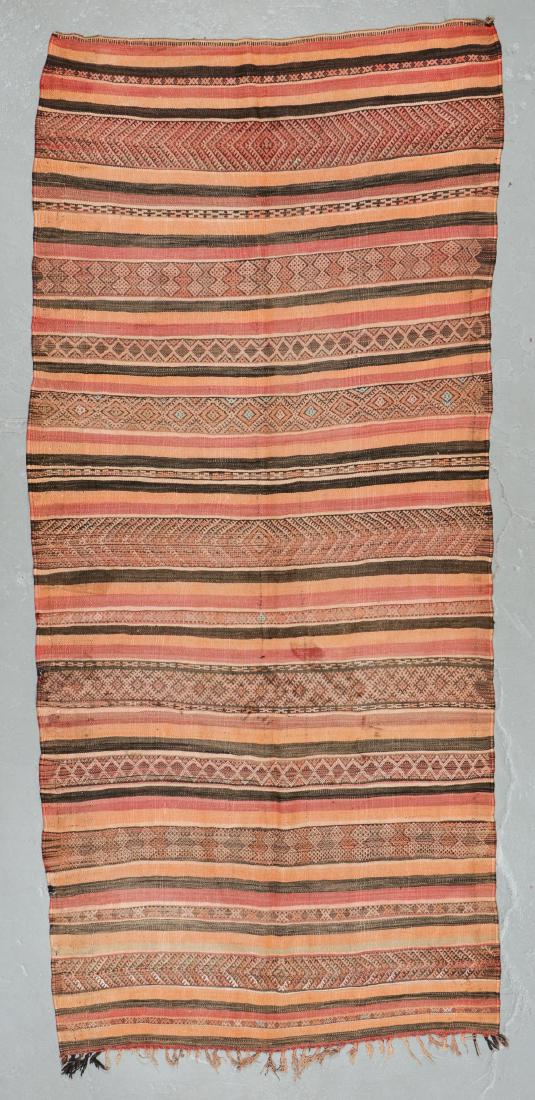 Vintage Moroccan Kilim: 5'6'' x 11'11'': Vintage Moroccan Kilim: 5'6'' x 11'11'' (168 x 363 cm). 17 lbs. Note on terms for estimating the age of an item: Antique (100+ years). Semi-Antique (50-100 years). Vintage (20-50 years). Modern (up to