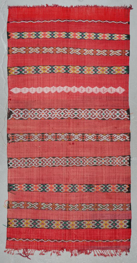 Vintage Moroccan Kilim: 5'11'' x 11'7'': Vintage Moroccan Kilim: 5'11'' x 11'7'' (180 x 353 cm). 17 lbs. Note on terms for estimating the age of an item: Antique (100+ years). Semi-Antique (50-100 years). Vintage (20-50 years). Modern (up to