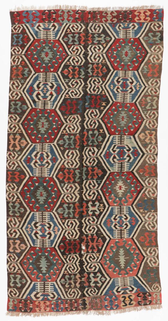 Antique Central Anatolian Kilim, Turkey: 5'0'' x 10'1'': Antique Central Anatolian Kilim, Turkey: 5'0'' x 10'1'' (152 x 307 cm). 11 lbs. Provenance: ex. Peter Davies collection, Turkana Gallery, New York. Peter Davies is the author of "Antique Kilims of Ana