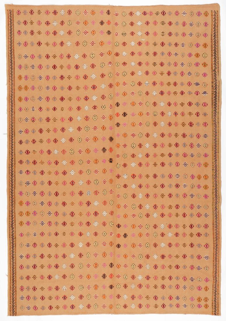 Semi-Antique Anatolian Kilim, Turkey: 7'5'' x 10'10'': Semi-Antique Anatolian Kilim, Turkey: 7'5'' x 10'10'' (226 x 330 cm). 18 lbs. Wool, mid 20th c. Note on terms for estimating the age of an item: Antique (100+ years). Semi-Antique (50-100 years). Vint