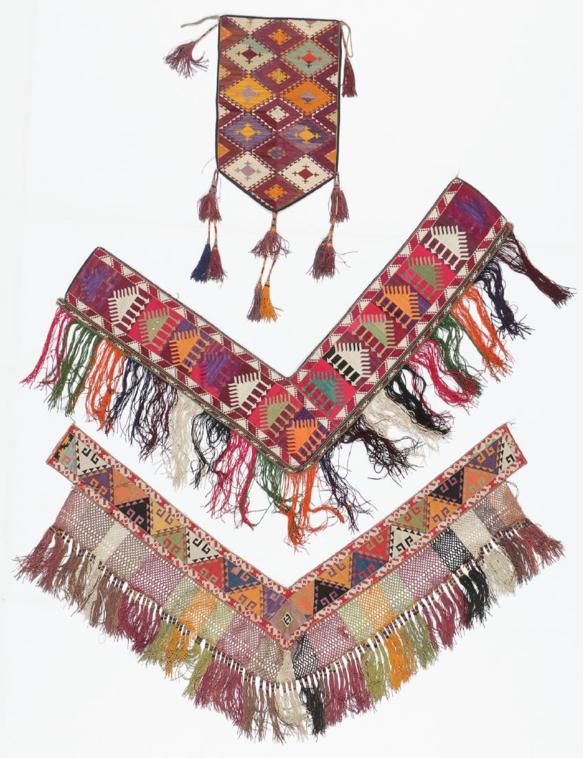 3 Antique Lakai Silk Petit Point Trappings, Uzbekistan (1 of 6)