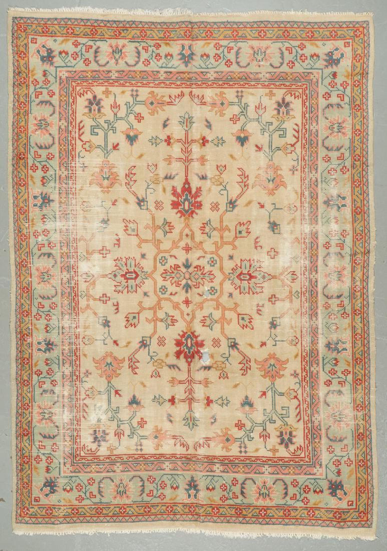 Antique Oushak Rug, Turkey: 41 lbs. 8'6'' x 12'2'': Antique Oushak Rug, Turkey: 41 lbs. 8'6'' x 12'2'' (259 x 371 cm). Note on terms for estimating the age of an item: Antique (100+ years). Semi-Antique (50-100 years). Vintage (20-50 years). Modern (up