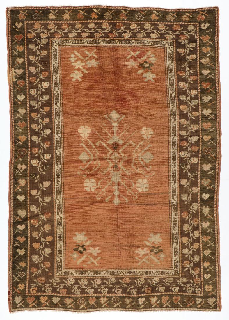 Antique Oushak Rug, Turkey: 5'0'' x 7'2'': Antique Oushak Rug, Turkey: 5'0'' x 7'2'' (152 x 218 cm). 15 lbs. Note on terms for estimating the age of an item: Antique (100+ years). Semi-Antique (50-100 years). Vintage (20-50 years). Modern (up 