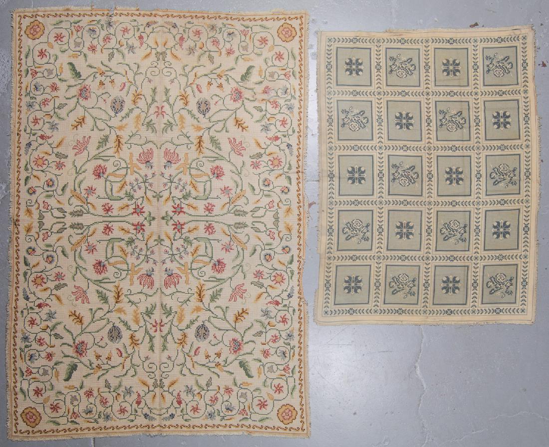 2 Old Hooked & Chain-Stitch Wool Rugs (1 of 5)