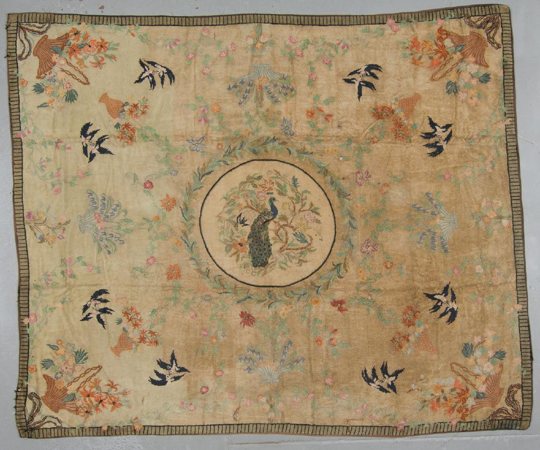 Large Antique American Hooked Wool Rug: 11'8'' x 14'3'' (1 of 6)