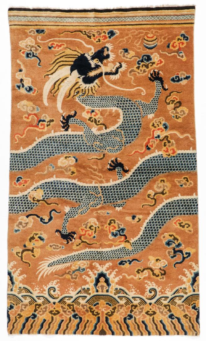 Fine 19th C. Chinese Dragon Pillar Rug (1 of 6)