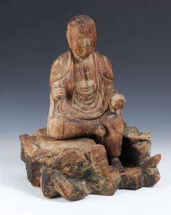 Japanese Jizo Bosatsu Sculpture, 15th c.: Finely Carved Japanese 15th century Jizo Bosatsu Sculpture, Muromachi period, inscribed in ink on the verso and underside. Provenance: Acquired in Japan in 1970s. Size: 16.25'' x 12'' x 8.5'' (41 x