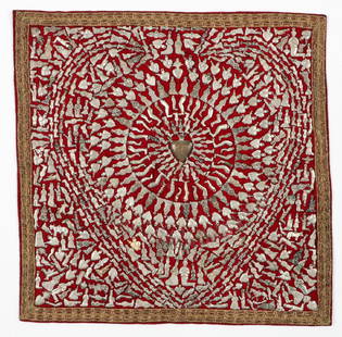 Impressive Old Milagros-Covered Cloth Panel, Central: Impressive Old Milagros-Covered Cloth Panel, Central Mexico. A Cloth Panel with Hundreds of old Milagros sewn on; made to decorate walls of churches in central Mexico. Size: 19.5'' x 19.5'' (50 x 50 c