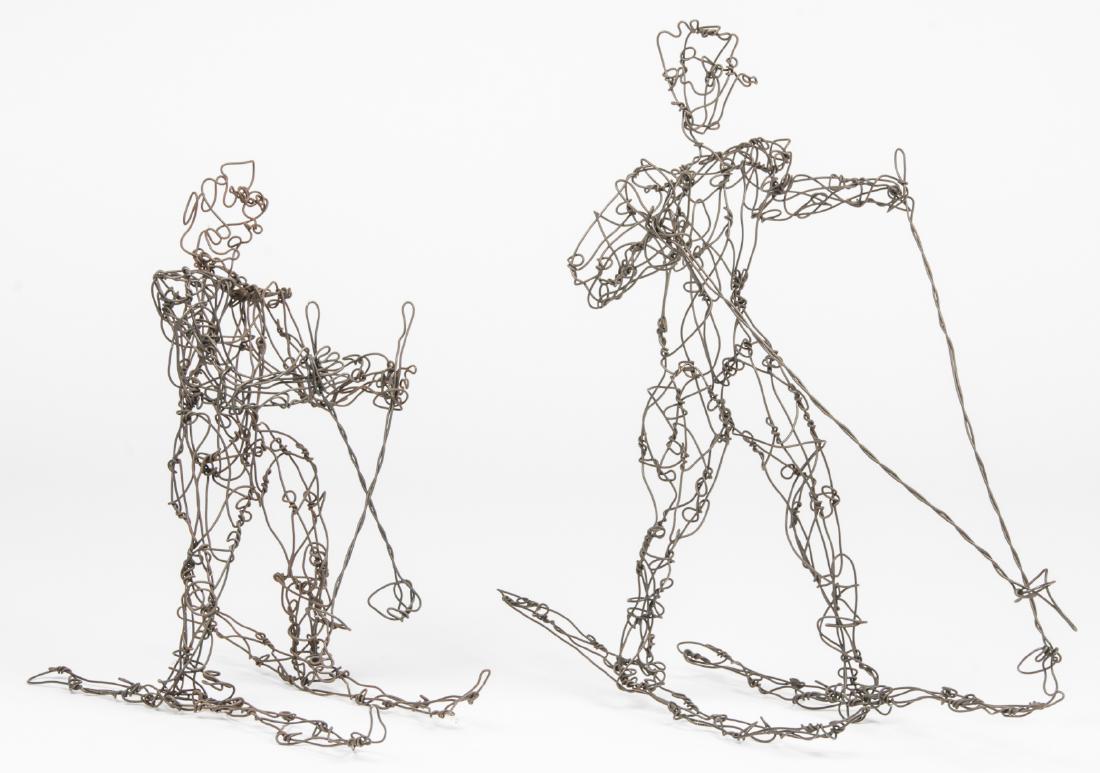 Thai Varick (1941-2001) 2 Wire Sculpture Skiers (1 of 9)