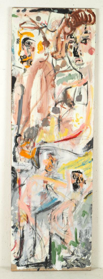 Jim Bloom (b. 1968) Mixed Media Painting: Jim Bloom (American, b. 1968) Mixed Media Painting, Untitled, Man and Woman. Size: 78'' x 24.25'', 198 x 62 cm (board). 78'' x 24.25'', 198 x 62 cm (board).