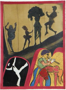 Ronald Brooks Kitaj (1932-2007) New York Performing: Ronald Brooks Kitaj (American, 1932-2007) New York Performing Arts Center, 1983, color lithograph, numbered and signed, from an edition 250. Framed. Size: 29.5'' x 22'', 75 x 56 cm (sheet); 37.5'' x 2