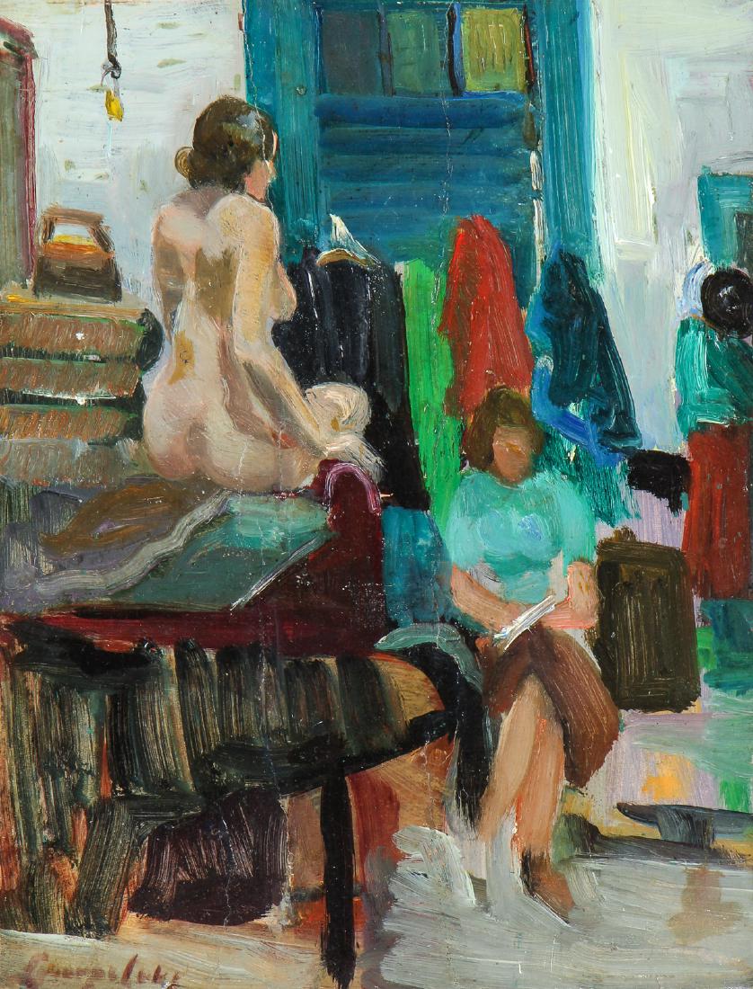 Attr. to George Luks (1867-1933) "In the Studio" (1 of 4)