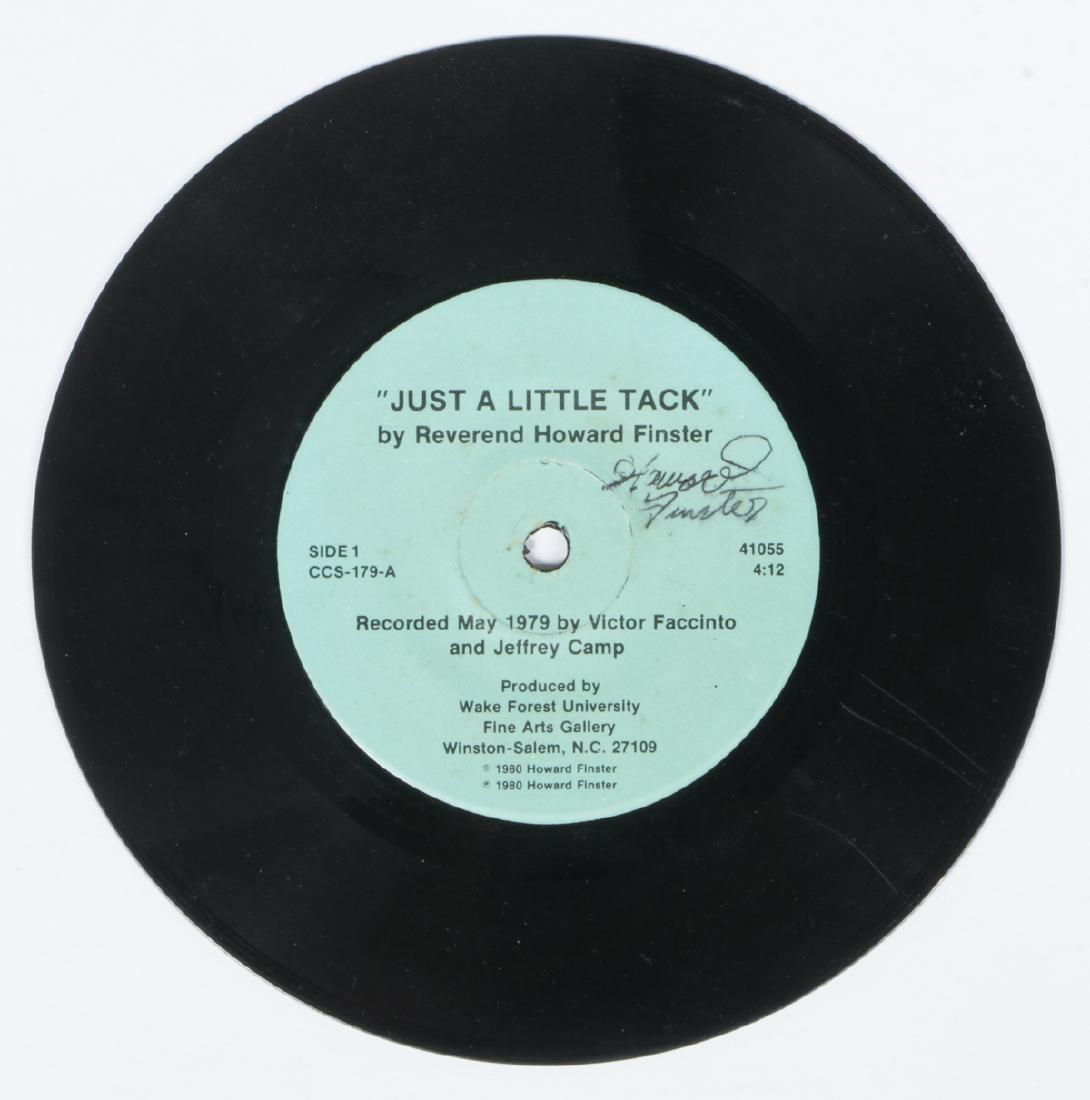Howard Finster (1916-2001) "Just a Little Tack": Howard Finster (American, 1916-2001) "Just a Little Tack", 7" (18 cm) Vinyl Record. Signed. Recorded in 1979.