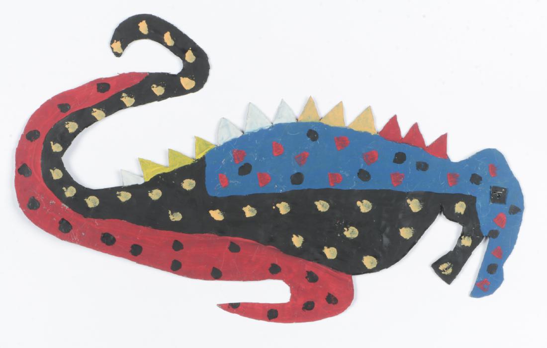 David Butler (1898-1997) Double-sided Cutout: David Butler (American, 1898-1997) Sea Horse, Double-sided Enamel Painting on Metal Cutout, signed. Unframed. Size: 16'' x 26.75'', 41 x 68 cm.
