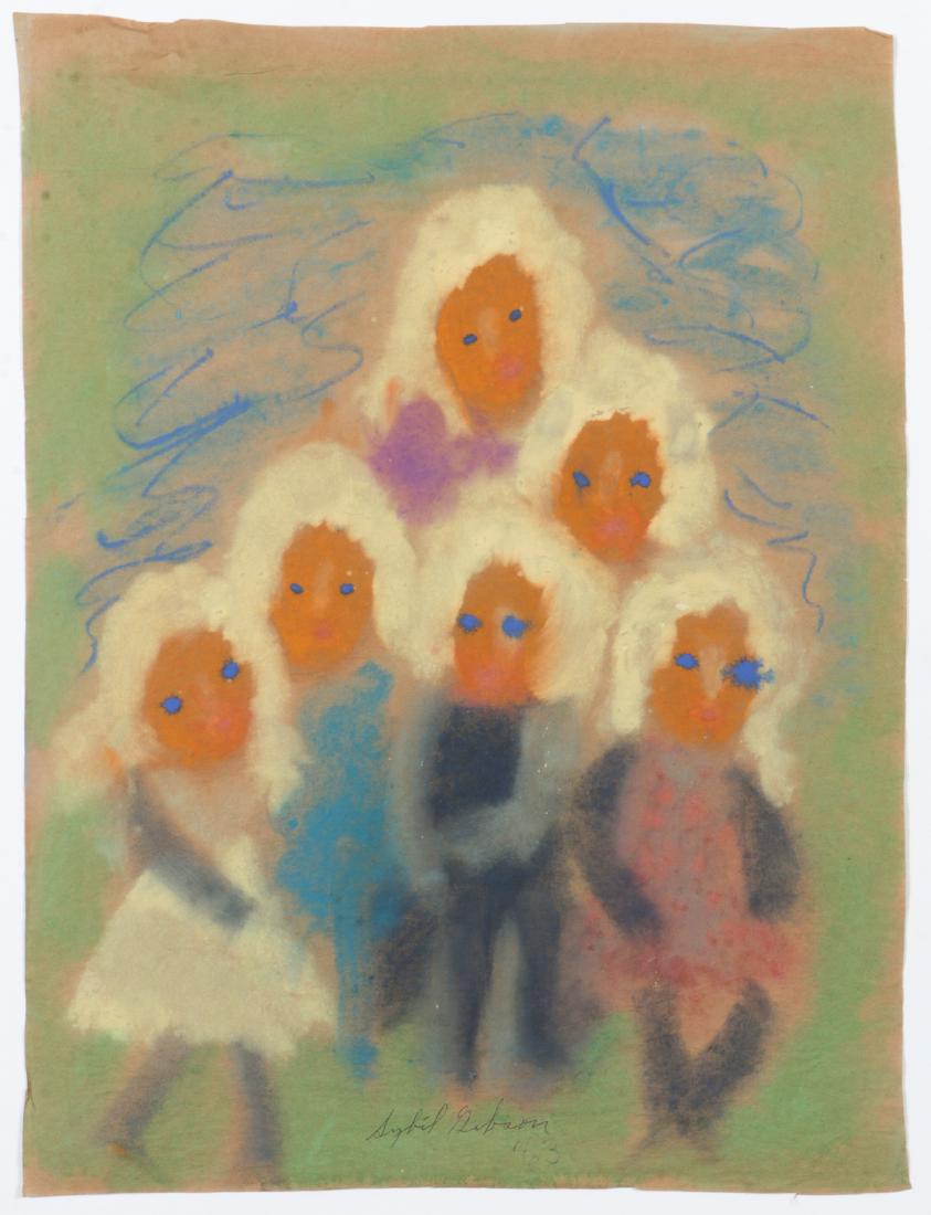 Sybil Gibson (1908-1995) "An Early Rendition", 24.75'': Sybil Gibson (American, 1908-1995) "An Early Rendition", Mixed Media Painting on paper, signed. Unframed. Size: 24.75'' x 18.75'', 63 x 48 cm (sheet).