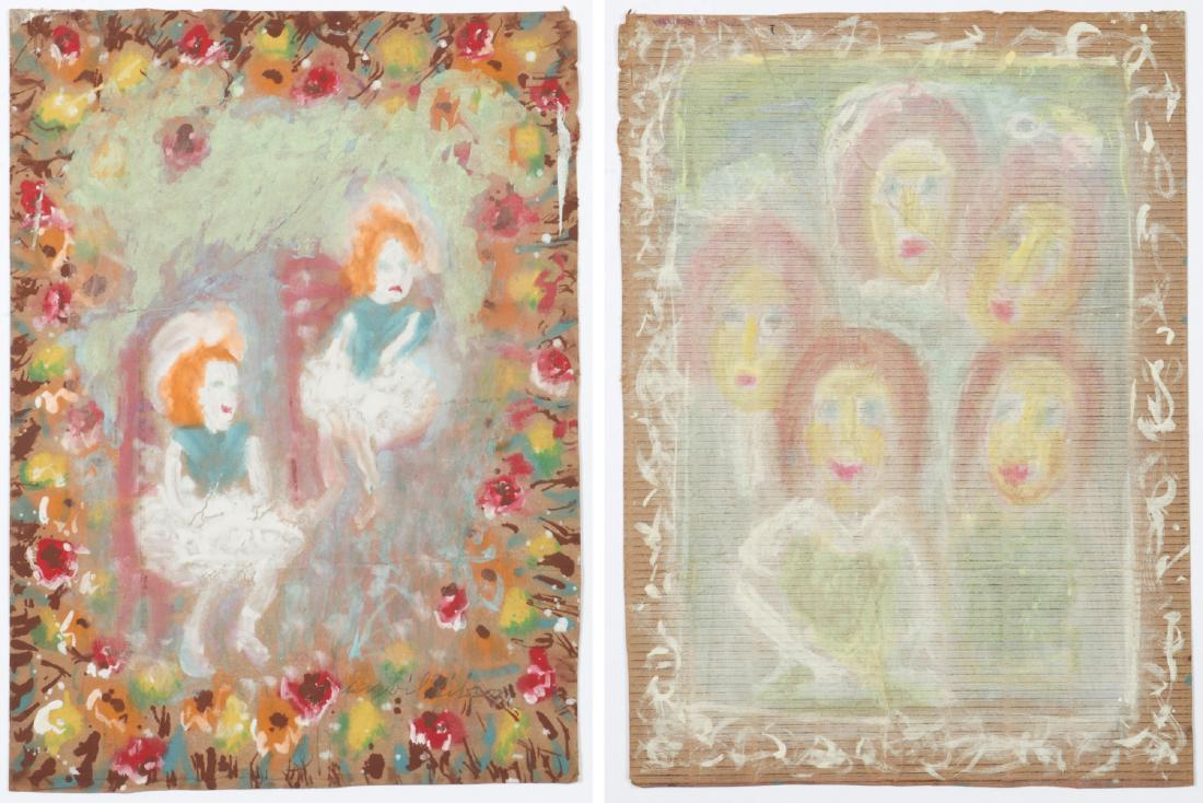 Sybil Gibson (1908-1995) Double-Sided Mixed Media,: Sybil Gibson (American, 1908-1995) Double-Sided Mixed Media Painting on paper, signed. Unframed. Size: 24.25'' x 17.75'', 62 x 45 cm (sheet).