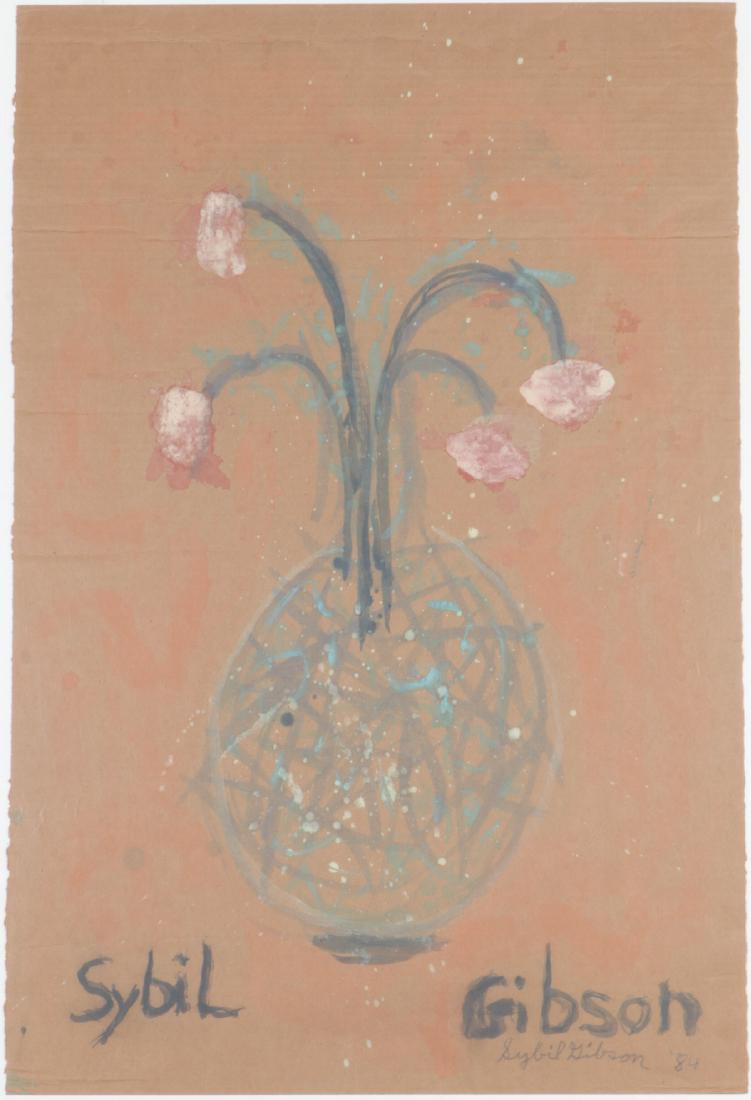 Sybil Gibson (1908-1995) Mixed Media, 1984, 35.75'' x: Sybil Gibson (American, 1908-1995) Mixed Media Painting on paper, 1984, signed. Framed. Size: 35.75'' x 24'', 91 x 61 cm (sheet); 40.25'' x 30'', 102 x 76 cm (frame).